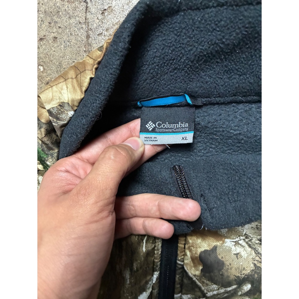 Columbia Sportswear Mens XL Camo Fleece Jacket RealTree Full Zip Black Outdoor - Picture 5 of 6